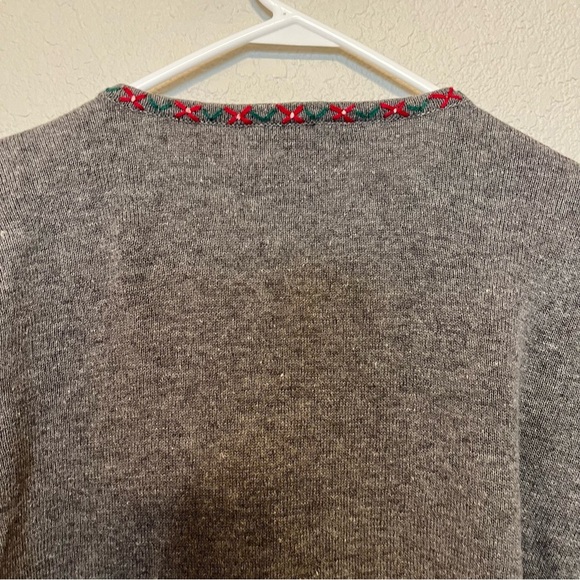 Carroll Reed Christmas Santa Gray Cardigan Sweater Women's Size Medium - Picture 9 of 9